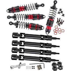 RC Shock Absorber & Drive Shaft Upgrades Part for 1/10 Arrma Granite/Senton 4x4 3S Blx Mega 550/Vorteks 3s blx,4PCS Front Rear RC Big Bore Shocks/Axles CVD,Navy Blue