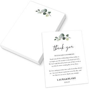 JarThenaAMCS 50Pcs Greenery Note Cards 4 x 6 Inch Eucalyptus Leaves Blank Cardstock for School Office Bridal Baby Shower Wedding Party