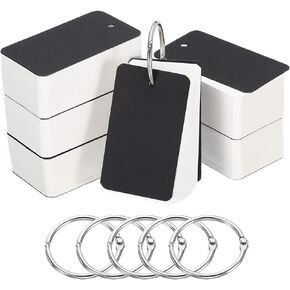 PATIKIL Blank Index Cards with Ring, 600Pcs Blank Flash Card 2.8" x 1.5" Note Card Study Card for Memory Learning Studying Office Supplies, White