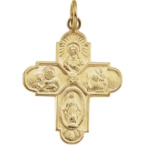 FB Jewels 14K Yellow Gold 24.5x21.5mm Four-Way Cross Medal in Kuwait