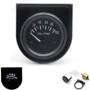 Car Oil Pressure Gauge 12V 2in 100PSI Oil Pressure Gauge, Car Modification Oil Pressure Gauge Kit White Light Oil Pressure Gauge Meter Universal for 12V Car Truck