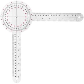 Goniometer 12 inch 360° Clear Protractor Physical Therapy, for Medical Range of Motion Measurement Angle Ruler and Protractors Bulk for Classroom