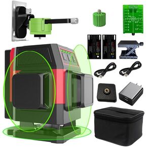 FenorGan12 Lines Self Leveling Laser Level, 3x360° 3D Green Cross Line Professional Laser for Construction