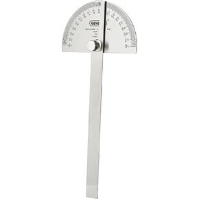 General Tools 18 Round Head Stainless Steel Angle Protractor, 0 to 180 Degrees, 6-Inch Arm