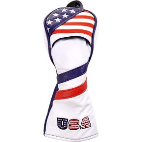 GOOACTION USA Golf Club Hybrid Headcover American Stars and Stripes Flag Synthetic Leather Patriotic Head Covers Protector