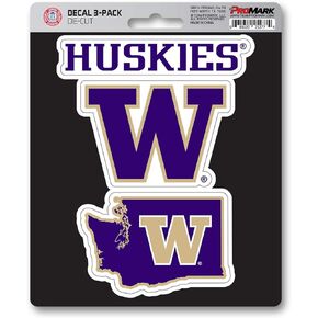 FANMATS NCAA University of Washington 3 Piece Decal Set Purple