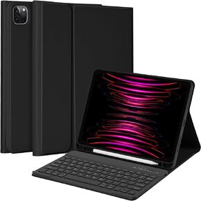 MMK iPad Pro 11 inch 4th 3rd Gen Case with Keyboard, iPad Air 5th 4th 10.9 inch & iPad Air 11 inch (M2) 2024 Keyboard Case, Detachable Bluetooth Keyboard with Pencil Holder - Pink