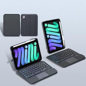 iPad Mini 6 Keyboard Case 2021 (8.3 Inch), Silicone+ABS Case, Magnetic Detachable Kickstand Case with Bluetooth Backlit Trackpad Keyboard for iPad Mini 6th Generation with Pencil Holder