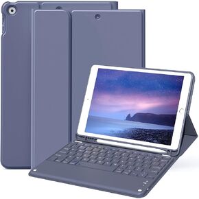 JKSML 10.2" Case for iPad 9th/8th/7th Generation 2021/2020/2019 with Touchpad Keyboard and Pencil Holder, Rechargeable Detachable Bluetooth Trackpad Keyboard (Quick Connection), Auto Wake/Sleep, Black