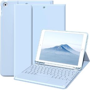 حافظة JKSML مقاس 10.2 بوصة لجهاز iPad الجيل التاسع/الثامن/السابع 2021/2020/2019 مع لوحة مفاتيح لوحة اللمس وحامل أقلام الرصاص، لوحة مفاتيح بلوتوث قابلة لإعادة الشحن وقابلة للفصل (اتصال سريع)، تنبيه/غفو تلقائي، رمادي