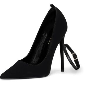 Elisabet Tang Women's Pumps Closed Pointed Toe Heels with Ankle Strap Slip on Stiletto High Heels 5 Inch for Wedding Party Sexy Dress Shoes