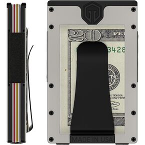 GeoGrit Slim Wallets for Men - Metal Card Holder Wallet Made in USA - RFID Blocking Minimalist Wallet - Aluminum Wallet With Money Clip - Front Pocket Wallet for Men