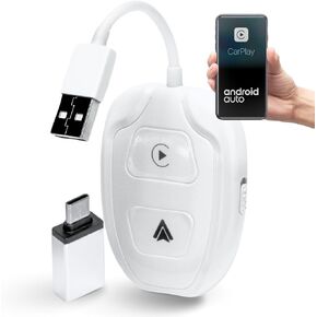 2 in 1 Wireless Carplay & Android Auto Adapter, 2024 Upgrade Plug & Play Dongle Converts Wired to Wireless, USB A/USB C Compatibility, Fit for Cars from 2016, 5.0 Bluetooth, White in Saudi Arabia