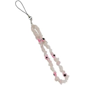 COLORFUL BLING Beaded Evil Eye Pearl Natural Stone Phone Charm Lanyard Wristband Cute Flower Charm Anti-loss Chain Aesthetic Accessories Love Lucky Protection Gift