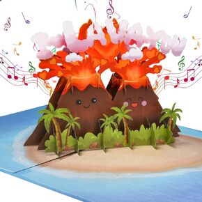 I LAVA YOU Pop Up Anniversary Card for Wife,Husband,Couple, Musical 3D Romantic Valentines Day Card with Lights for Boyfriend or Girlfriend, Funny Happy Anniversary Wedding Valentine Gift Volcano Card