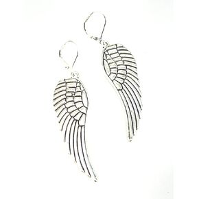 Antiqued Pewter Large Angel Wing Earrings
