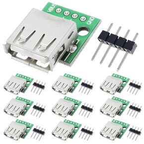 8 Pcs USB to DIP Adapter 2.54mm USB Type-C / Type-B / USB 2.0 / USB 2.0 Male / USB 3.0 / Micro USB / Mini USB / USB 4 in 1 to DIP Converter Breakout Board with Pin Header