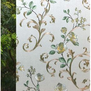 VSUDO 1 Roll 35.4" by 78.7" Privacy Window Film, Camellia Flower Pattern Window Tint for Home, Static Cling Window Glass Sticker (19.37 Sq. Ft Total)