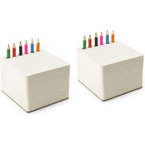 Three by Three Seattle jOTBLOCK Square Chunky Sketchpad: with 6 Colored Pencils for Memos, Notes, Drawings, Letters & Office (550 Sheets)