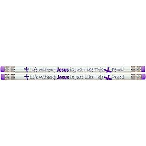Life Without Jesus Is Just Like This Pencil - No Point to It - 36 Christian Themed Pencils - D1977 (Eraser At Both Ends!)
