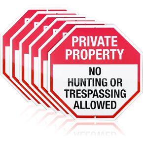KOTTO Posted Signs No Trespassing No hunting signs, Posted Signs No Hunting or Trespassing Signs, Heavy Duty, Weather Resistant, 6 Pack 12" Rustproof Aluminum Posted Signs