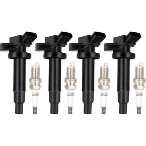 ECCPP UF247 4 ignition coils with 4 iridium Spark Plugs for Toyota Corolla Celica GT Prizm Vibe Matrix XR MR2 Spyder 2000-2009 L4 1.8L UF247 5C1074 COP49