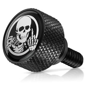 AMAZICHA Stainless Seat Bolt Fender Rear Seat Screw Skull Pattern Black 1/4"-20 Thread Compatible with 1997-2024 Harley Davidson Touring XG XL Dyna Softail Sportster CVO Fatbob