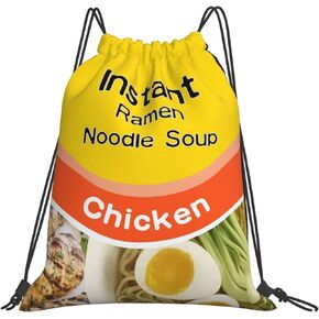 Woidxzxza Instant Ramen Noodle Soup Chicken Drawstring Backpack Sports Gym Sack Funny Food Sackpack String Bag For Sport Yoga Travel