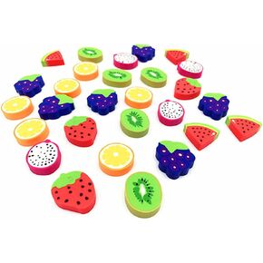 ALIMITOPIA 60pcs Rubber Eraser Cute Fruits Styling Pencil Eraser for Children Study Supplies