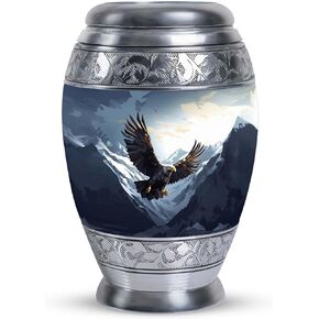 Eagle Flying in Snow Mountains - Small Funeral Urn - Miniature Memorial Ash Urn - 3 Inch - Pack of 1 - Keepsake Urns for Human Ashes - Metal Keepsake Cremation Urn - Decorative Funeral