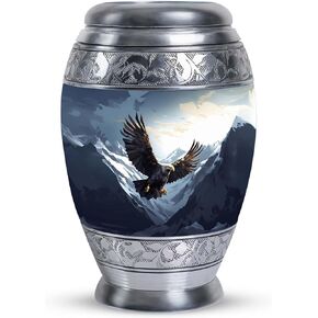 Eagle Flying in Snow Mountains - Small Funeral Urn - Miniature Memorial Ash Urn - 3 Inch - Pack of 1 - Keepsake Urns for Human Ashes - Metal Keepsake Cremation Urn - Decorative Funeral