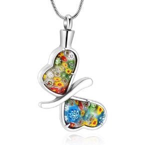 Imrsanl Cremation Jewelry Butterfly Urn Necklace for Ashes for Women Men Urn for Human Ashes Cremation Keepsake Memory Jewelry