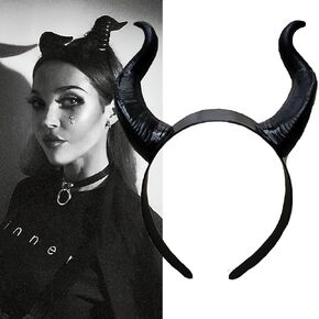 AUOCATTAIL Black Devil Horns Headband Halloween Devil Costume for Women Men Girls Fancy Dress Cosplay Hairband