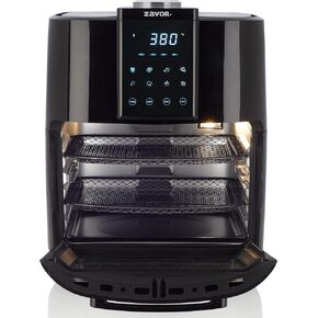 Zavor Crunch All-in-One 12.7Qt Air Fryer Oven & Dehydrator with Rotisserie & Racks | Large Capacity for Optimal Air Circulation, Accessories & Recipe eBook, Black (ZSEAF22)
