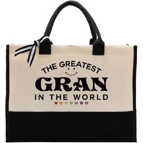 Gran Tote Bag Gift, The Greatest Gran In the World, Gran Gift Utility Tote, Cotton Canvas Tote Bag, Inspirational Gift, Mother's Day Birthday Gift for Grandparents from Grandson Granddaughter