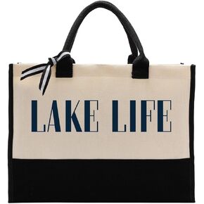 حقيبة حمل من القماش، حقيبة حمل من القماش القطني، حقيبة رحلة البحيرة، هدايا عيد ميلاد لصديقتها، حقائب حمل من القماش لمحبي الحياة في البحيرة، حقيبة من القماش على الشاطئ لركوب القوارب وعطلات نهاية الأسبوع والسفر طوال الليل in Kuwait