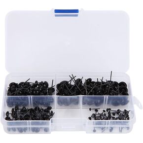 Eowpower 200pcs Mini Glass Eyes Kits for Toy Teddy Puppets Dolls Wool Felting Crafts - Each Sizes of 50pcs (3/5/7/9mm-Black)