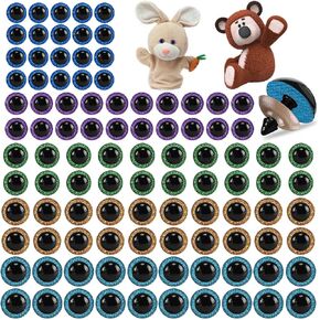 100 Pieces Large Safety Eyes, DaKuan Animal Glitter Plastic Eyes for DIY Crafts of Bear, Puppet Making Supplies (5 Color, 5 Size, Each 20)