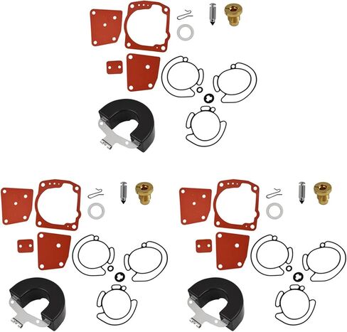 waltyotur Triple Carburetor Rebuild Kit with Float 0438996 0435442 0436852 Replacement for Johnson Evinrude V6 60 Degree 105 150 175 HP in Saudi Arabia