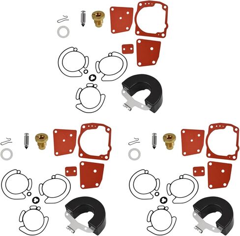 waltyotur Triple Carburetor Rebuild Kit with Float 0438996 0435442 0436852 Replacement for Johnson Evinrude V6 60 Degree 105 150 175 HP in Saudi Arabia
