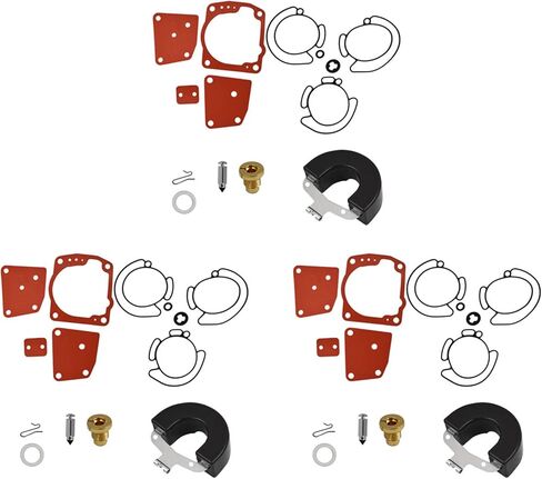 waltyotur Triple Carburetor Rebuild Kit with Float 0438996 0435442 0436852 Replacement for Johnson Evinrude V6 60 Degree 105 150 175 HP in Saudi Arabia