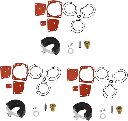 waltyotur Triple Carburetor Rebuild Kit with Float 0438996 0435442 0436852 Replacement for Johnson Evinrude V6 60 Degree 105 150 175 HP in Saudi Arabia