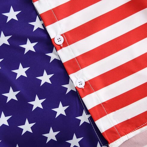 Gueuusu 4th من يوليو طفل رضيع الزي العلم الأمريكي قصيرة الأكمام زر أسفل اللباس قميص السراويل عيد الاستقلال الملابس مجموعة in Kuwait