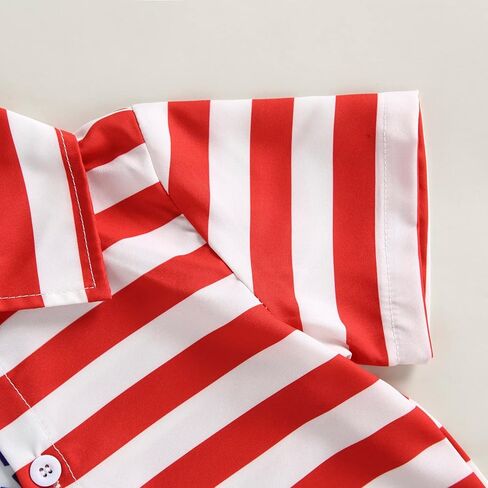 Gueuusu 4th من يوليو طفل رضيع الزي العلم الأمريكي قصيرة الأكمام زر أسفل اللباس قميص السراويل عيد الاستقلال الملابس مجموعة in Kuwait