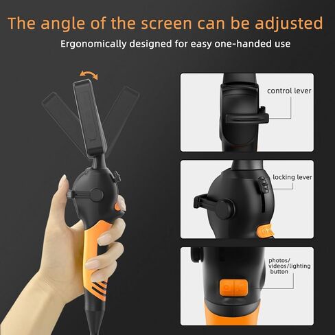 4.0mm Articulating Borescope 2-Way 180°Rotation 4.5" Screen Endoscope Inspection Camera 0.15inch 720P Stainless Steel Braided Tube 1M（3.3ft） Snake Camera Freeze/Mirror/Magnification Function in Saudi Arabia
