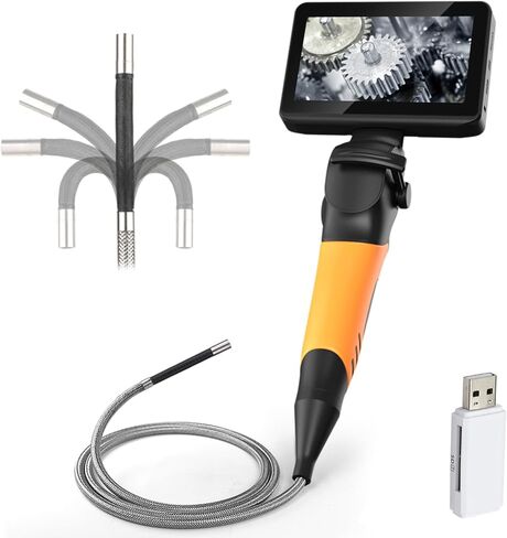 4.0mm Articulating Borescope 2-Way 180°Rotation 4.5" Screen Endoscope Inspection Camera 0.15inch 720P Stainless Steel Braided Tube 1M（3.3ft） Snake Camera Freeze/Mirror/Magnification Function in Saudi Arabia