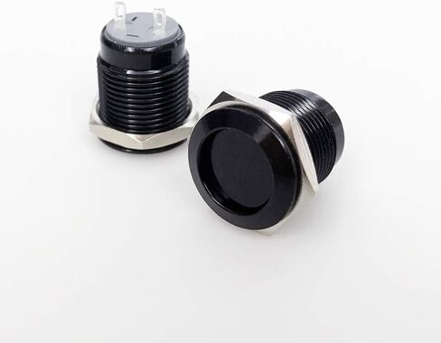 SPST الإغلاق مفتاح زر الدفع المعدني 16 مللي متر مقاوم للماء على إيقاف التبديل 12 فولت 2Pin سبائك الألومنيوم الأسود 2 قطعة in Kuwait