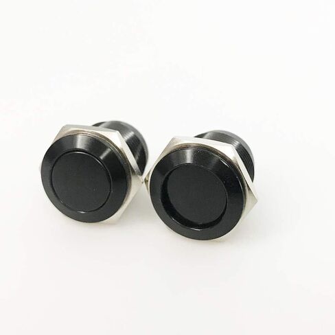 SPST الإغلاق مفتاح زر الدفع المعدني 16 مللي متر مقاوم للماء على إيقاف التبديل 12 فولت 2Pin سبائك الألومنيوم الأسود 2 قطعة in Kuwait