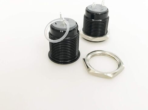 SPST الإغلاق مفتاح زر الدفع المعدني 16 مللي متر مقاوم للماء على إيقاف التبديل 12 فولت 2Pin سبائك الألومنيوم الأسود 2 قطعة in Kuwait