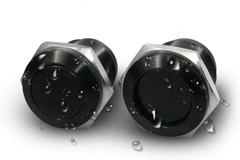 SPST الإغلاق مفتاح زر الدفع المعدني 16 مللي متر مقاوم للماء على إيقاف التبديل 12 فولت 2Pin سبائك الألومنيوم الأسود 2 قطعة in Kuwait